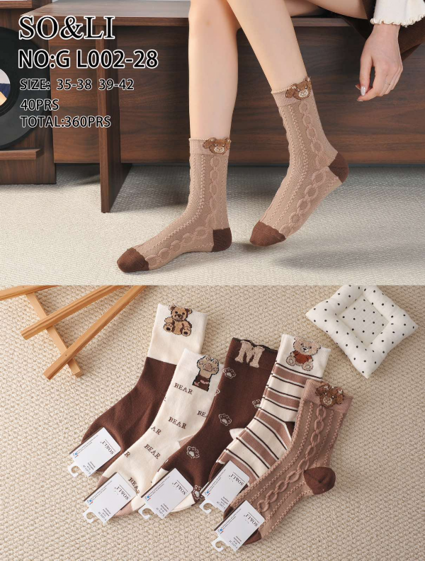 Skarpety damskie Roz 35-42, Mix kolor Paczka 40 szt